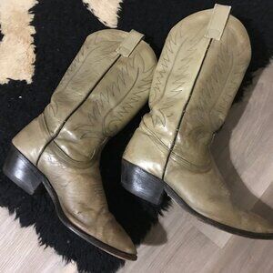 Double H Men's Cream Leather Western Boots Size 8